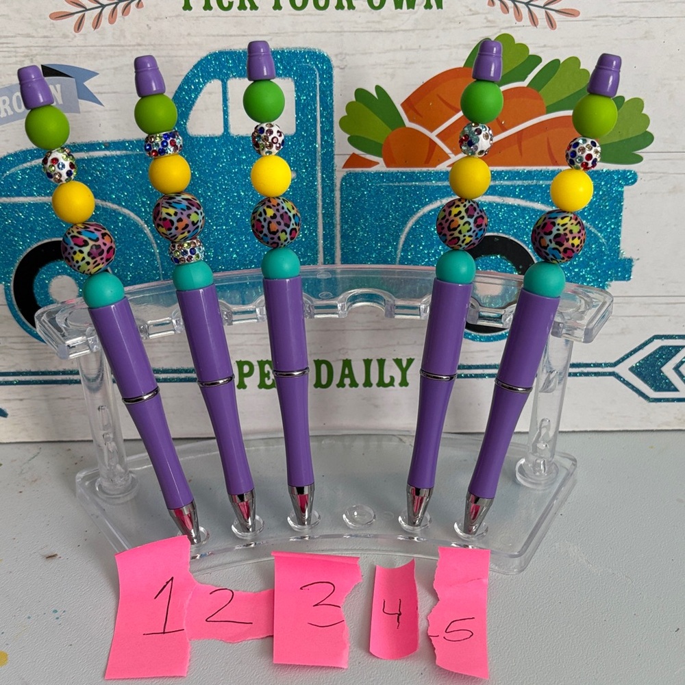Hand Crafted Purple and Yellow Beaded Pen (choose 1)
